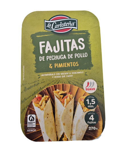 FAJITAS DE POLLO LA CARLOTEÑA 270GR PACK-4 UD