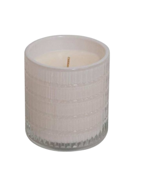 VELA AMBIENT. VASO RELIEVE BLANCO WHITE PERAL