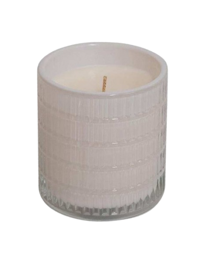 VELA AMBIENT. VASO RELIEVE BLANCO WHITE PERAL