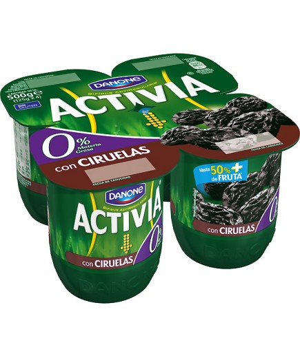 DANONE ACTIVIA 0% CON CIRUELAS PACK-4UD