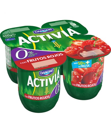 DANONE ACTIVIA 0% CON FRUTOS ROJOS (3+1) PACK-4UD