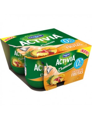 DANONE ACTIVIA 0% CREMOSO COCKT/FRUTAS  PACK-4UD