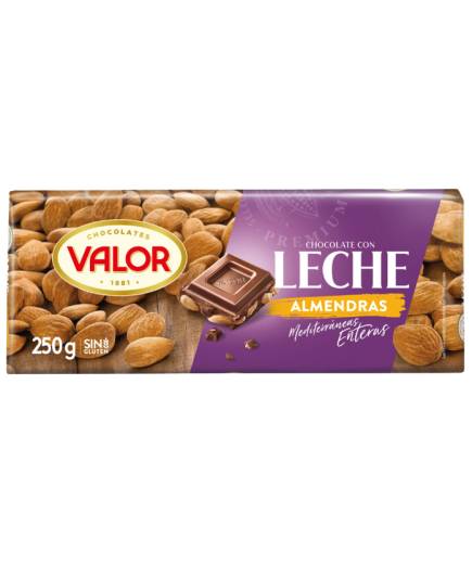 CHOCOLATE VALOR LECHE Y ALMENDRA T/250 GR