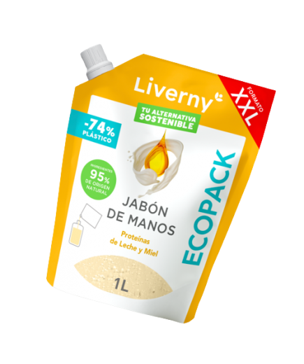 JABON MANOS LIQUIDO LIVERNY LECHE/MIEL ECOPACK 1 L