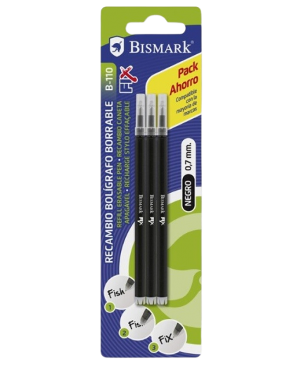 PP BOLIGRAFO BISMARK BORRABLE RECAMB COLOR PACK-3U