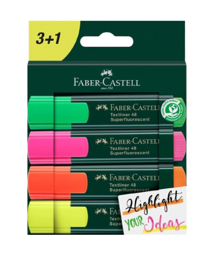 PP SUBRAYADOR FABER-CASTELL PACK 3+1 UD