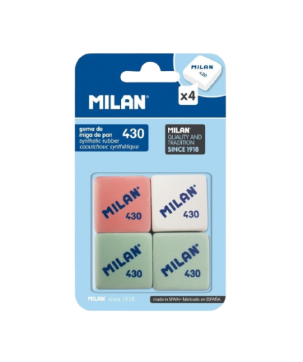 PP GOMA BORRAR MILAN 430 CUADRADA PACK-4 UD