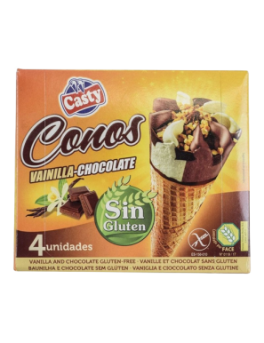 HELADO CASTY CONO VAINI/CHOCO SIN GLUTEN PACK-4U