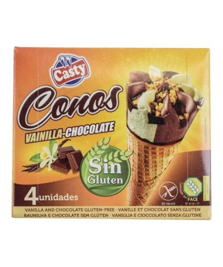 HELADO CASTY CONO VAINI/CHOCO SIN GLUTEN PACK-4U