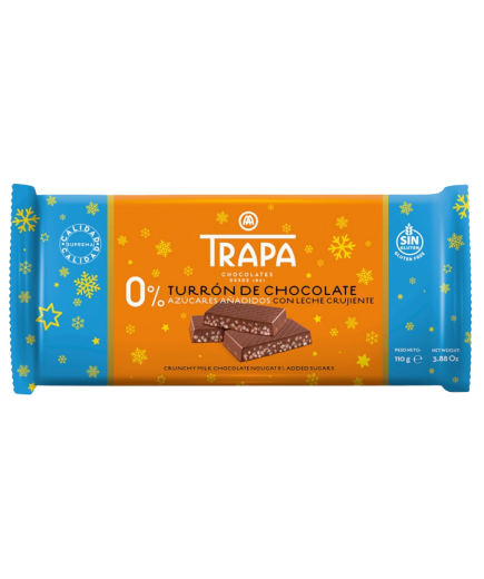 TURRON TRAPA CHOCOLATE LECHE O% CRUJIENTE T/110GR