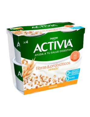 DANONE ACTIVIA FIBRA 0% C/CEREALES PACK-4UDX120GR