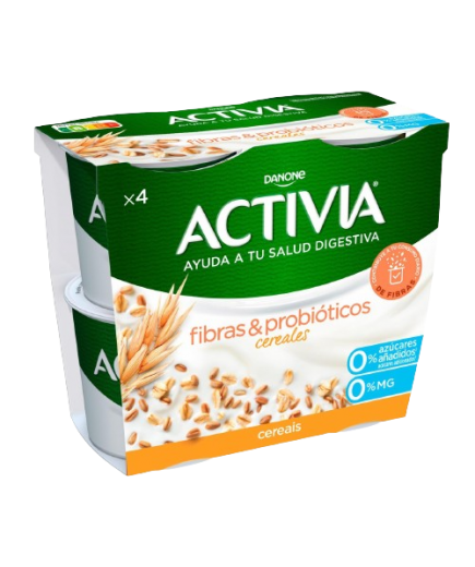 DANONE ACTIVIA FIBRA 0% C/CEREALES PACK-4UDX120GR