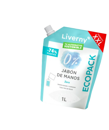 JABON MANOS LIQUIDO LIVERNY ZERO 0% ECOPACK 1 LIT.