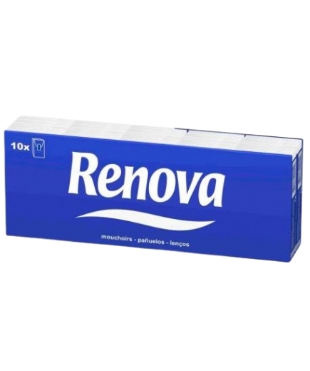 PAÑUELOS PAPEL RENOVA 1/8 BLANCO P/10 UD