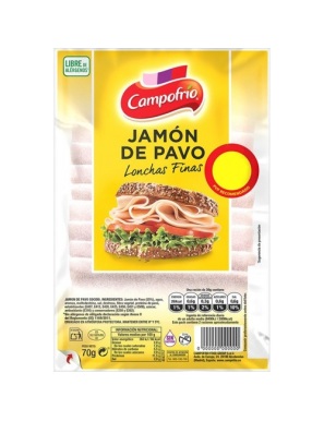 JAMON PAVO LONCHA CAMP C/39443 P/70GR (1€)