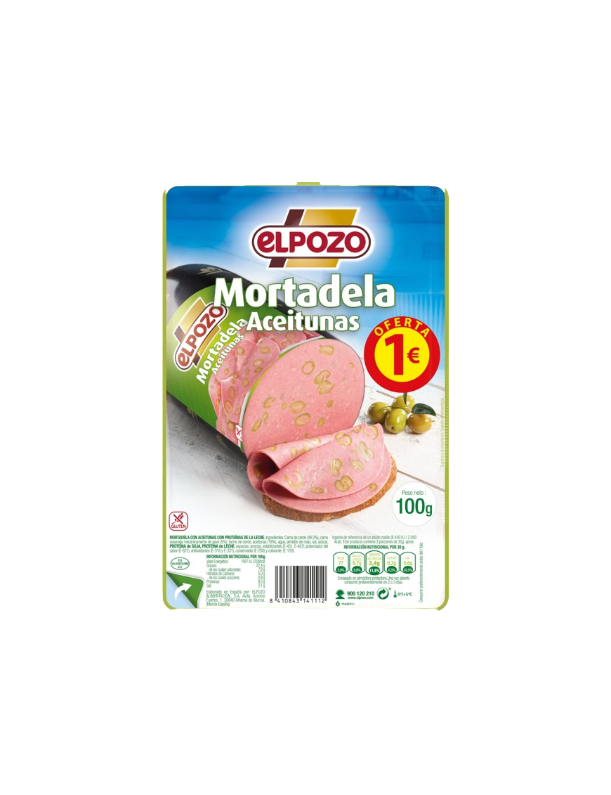 MORTADELA C/14561 LONCHA C/ACEITUNA POZO (1€) 110G