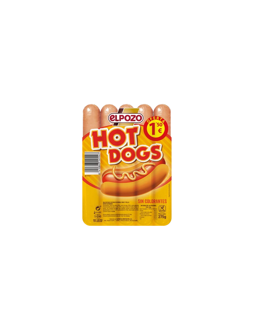 SALCHICHA E/POZO HOT DOGS C/13350 P/275 GR (1,5€)