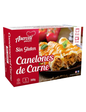 CANELONES CONG. CARNE S/GLUTEN ASERCELI 3U 300GR.