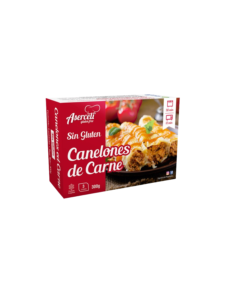 CANELONES CONG. CARNE S/GLUTEN ASERCELI 3U 300GR.