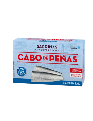 SARDINAS CABO PEÑAS BAJO EN SAL A/OLIVA L/120GR