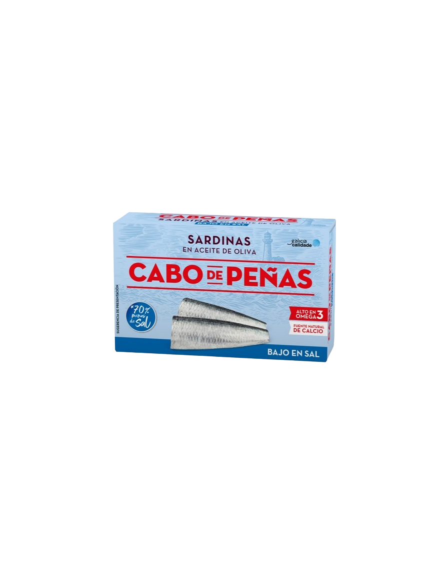 SARDINAS CABO PEÑAS BAJO EN SAL A/OLIVA L/120GR