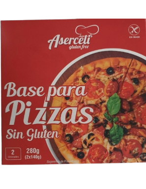 MASA PIZZA CONG. S/GLUTEN ASERCELI  B/2 UD 280GR.