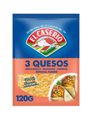 QUESO RALLADO 3 QUESOS CASERIO BOLSA 120.GR