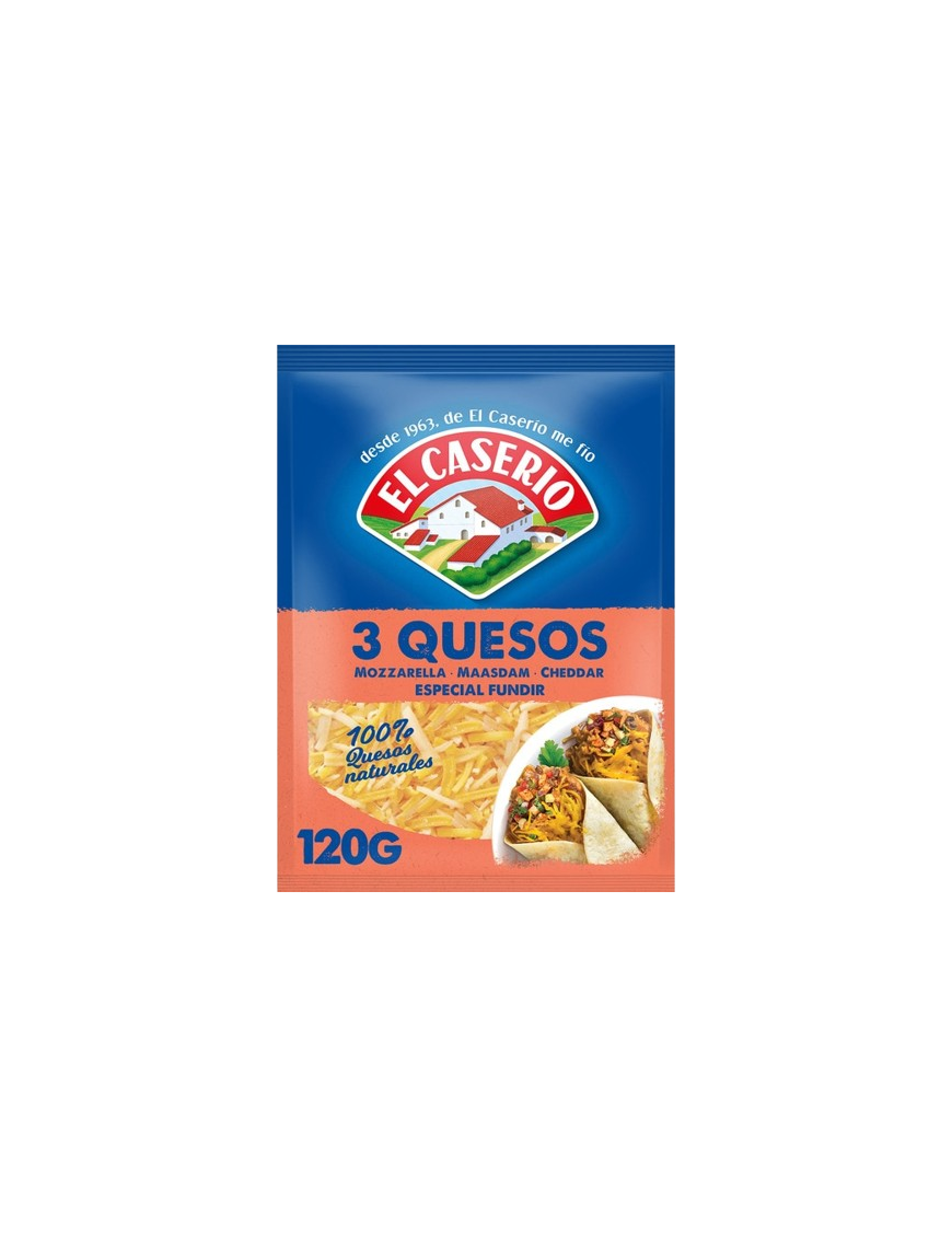 QUESO RALLADO 3 QUESOS CASERIO BOLSA 120.GR