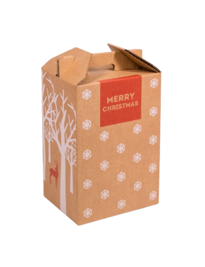 CAJA CARTON NAVIDAD 4 BOTELLAS 235X180X350 UD