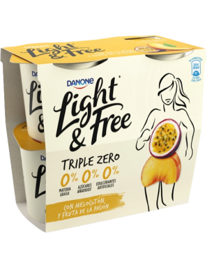 DANONE LIGHT & FREE CON MELOCOTON/FR.PASION P/4UD