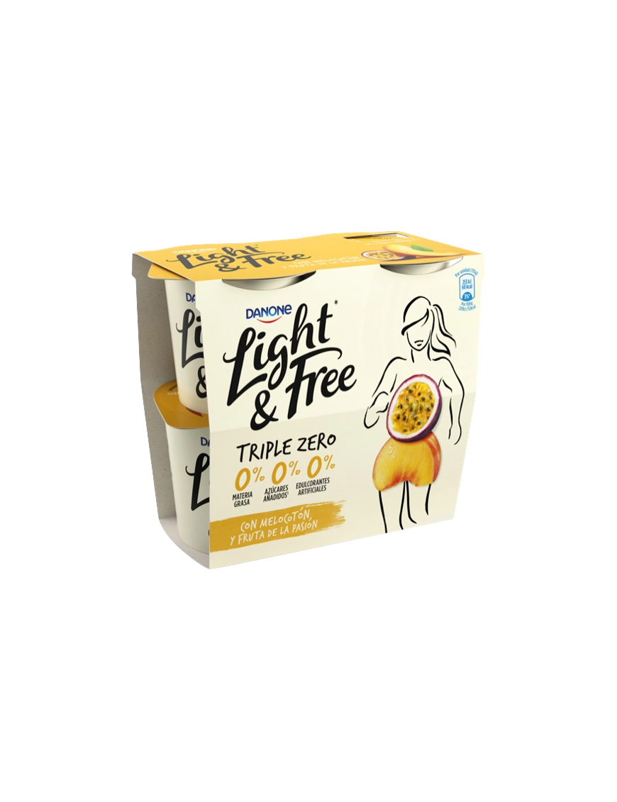 DANONE LIGHT & FREE CON MELOCOTON/FR.PASION P/4UD