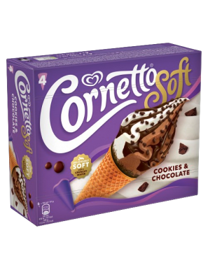 HELADO FRIGO CORNETTO SOFT COOKIE 140ML CHOCO P/4U