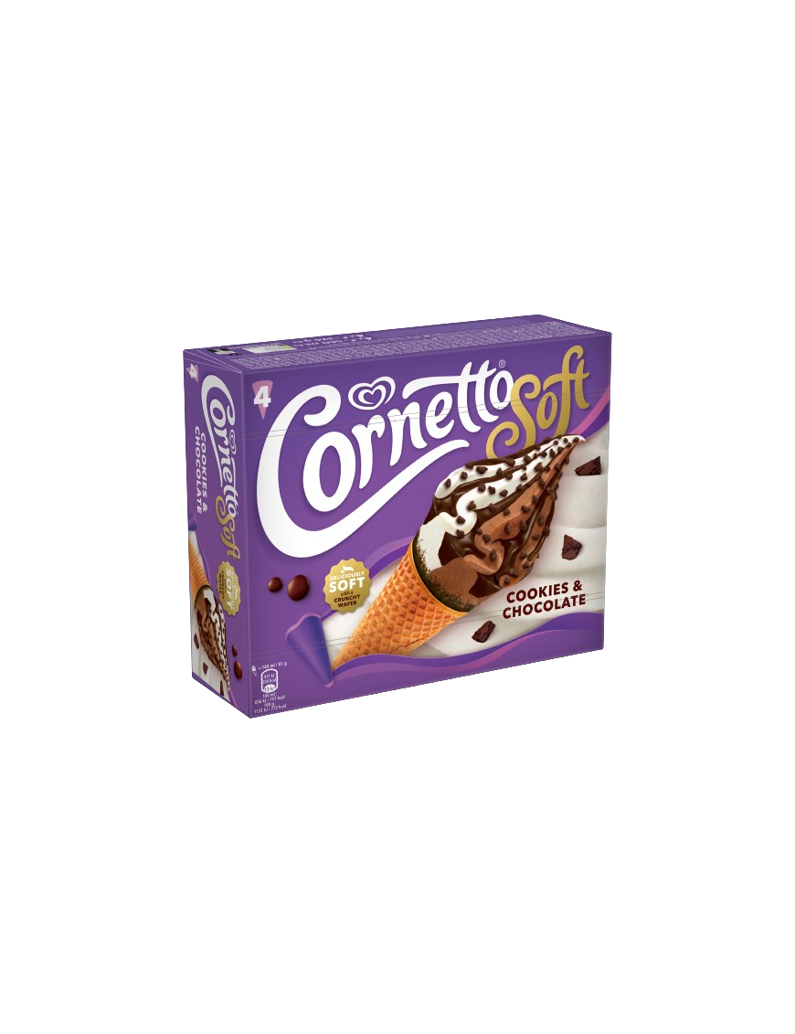 HELADO FRIGO CORNETTO SOFT COOKIE 140ML CHOCO P/4U