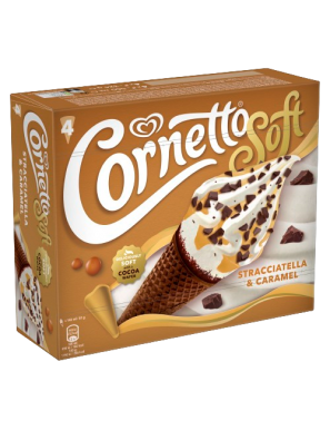 HELADO FRIGO CORNETTO SOFT STRACC/CARAM 140ML P/4U