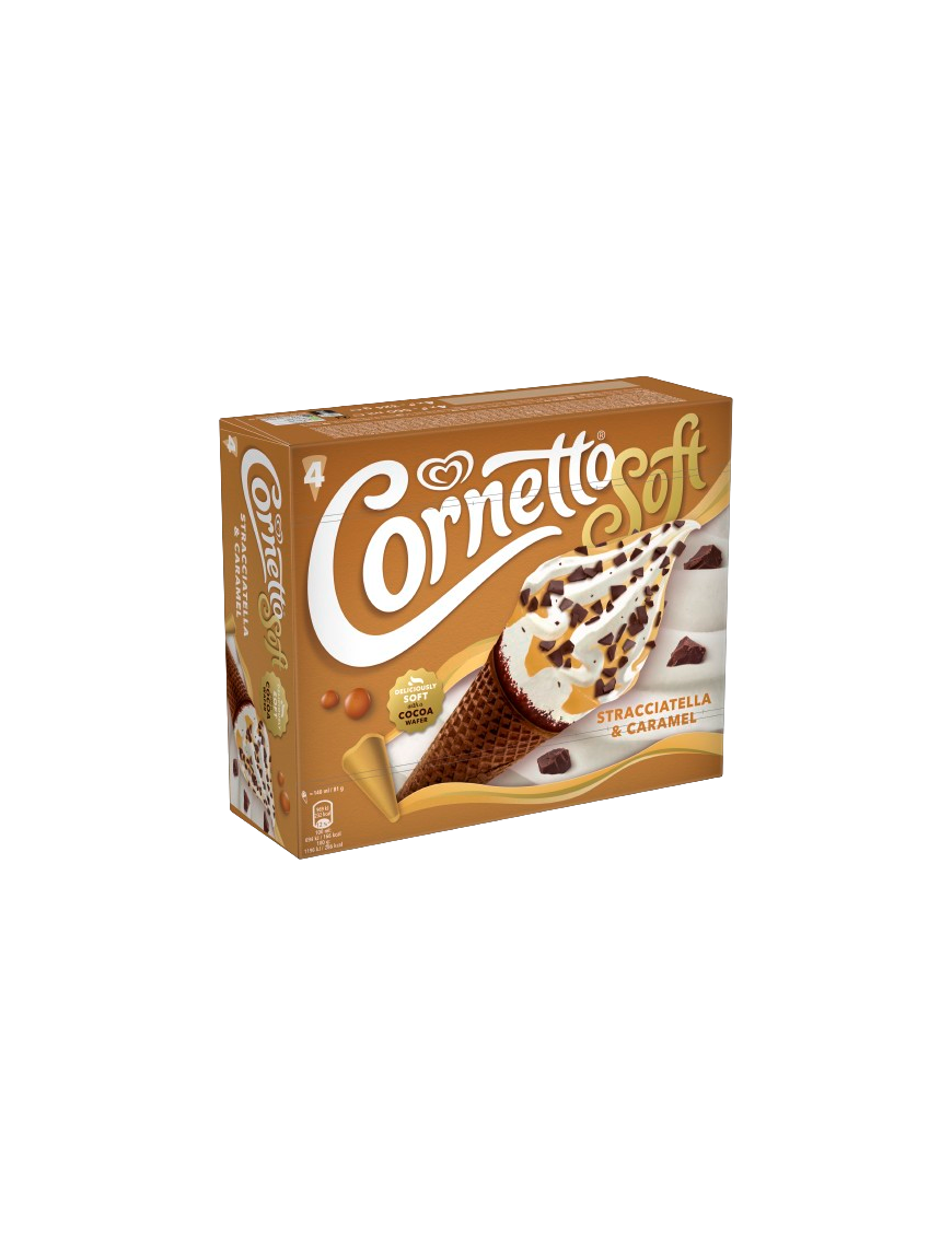 HELADO FRIGO CORNETTO SOFT STRACC/CARAM 140ML P/4U