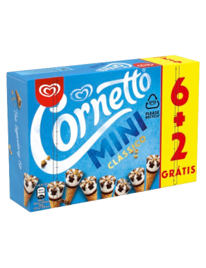 HELADO FRIGO CORNETTO MINI CLASICO P/6+2 UD