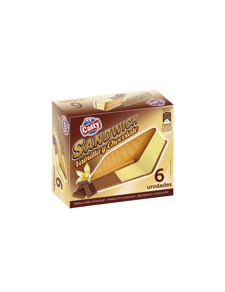 HELADO CASTY SANDWICH VAINILLA/CHOCOLATE PACK-6 U