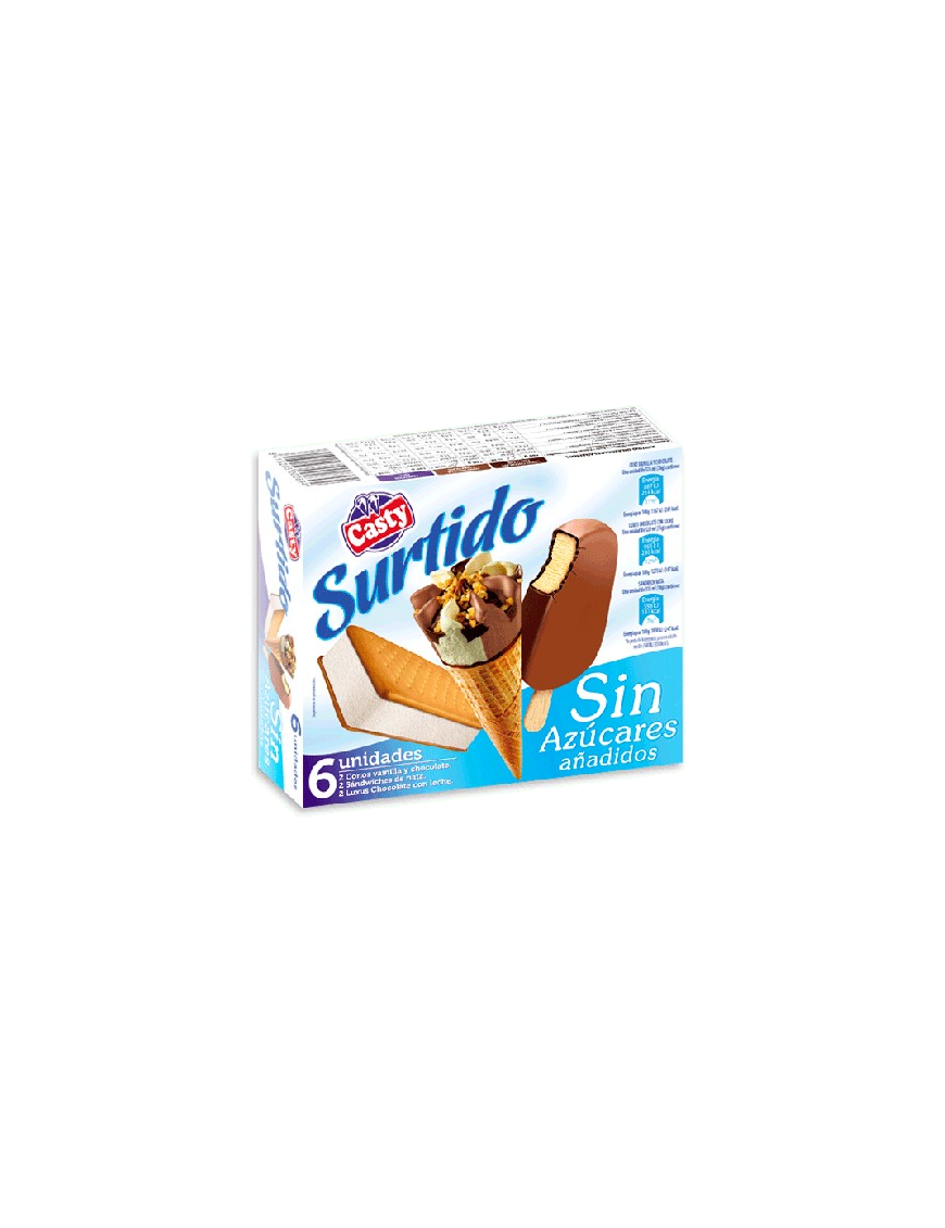 HELADO CASTY SURTIDO ESPECIAL S/AZUCAR PACK-6 UD