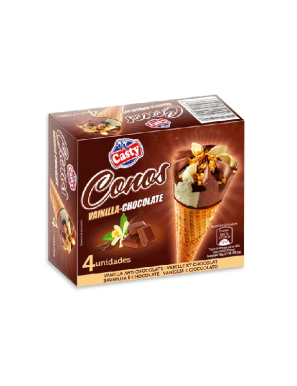 HELADO CASTY CONO VAINILLA/CHOCO PACK-4 UD