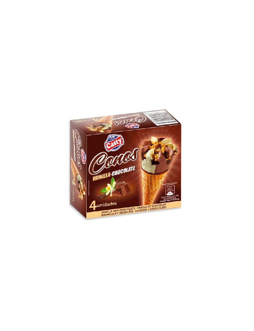 HELADO CASTY CONO VAINILLA/CHOCO PACK-4 UD