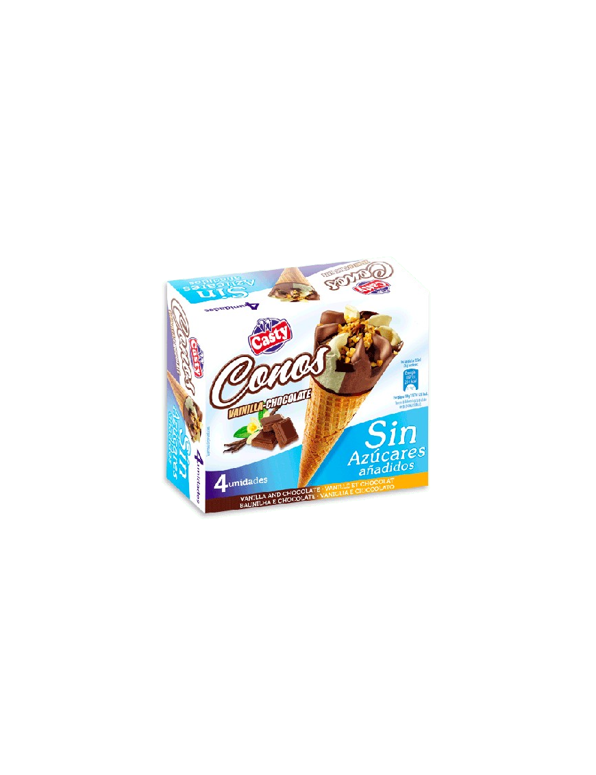 HELADO CASTY CONO VAINI/CHOCO SIN AZUCAR PACK-4U