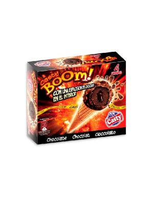 HELADO CASTY CONO CHOCOLATE BOOM PACK-4 UD