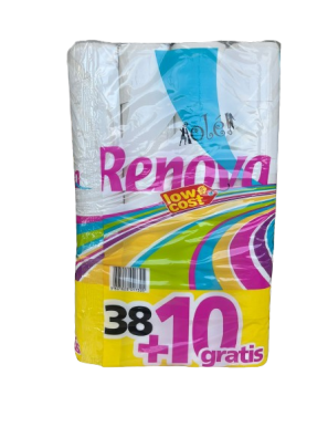 PAPEL HIGIENICO RENOVA 2 CAPAS LOW COST B/48 UD