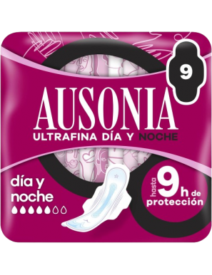 COMPRESA AUSONIA ULTRA NOCHE ALAS PAQUETE 9 UD.