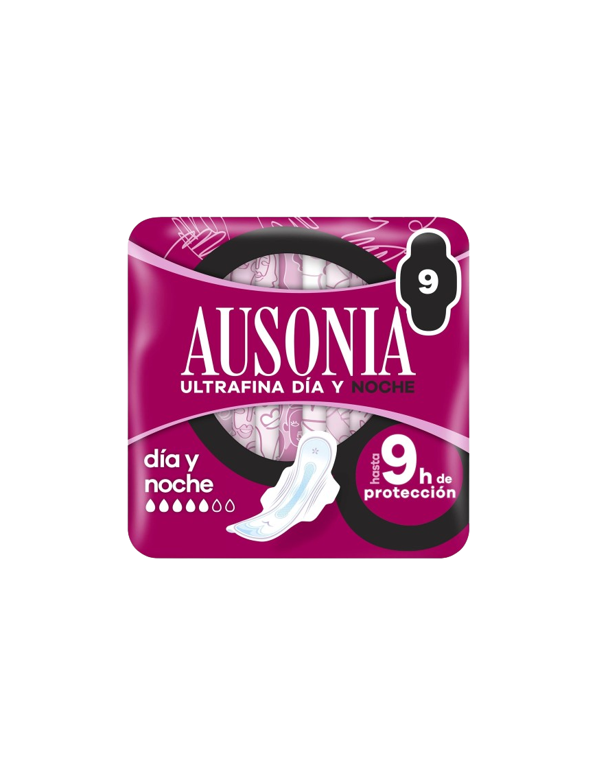 COMPRESA AUSONIA ULTRA NOCHE ALAS PAQUETE 9 UD.