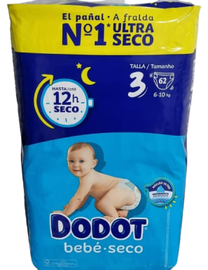 PAÑAL DODOT TALLA/3 (6-10 KG)  62 PAÑALES