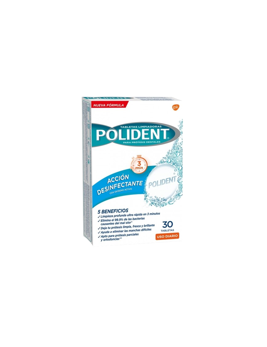 TABLETAS LIMPIADORAS POLIDENT APARATOS DEN P/30 UD