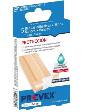 TIRITAS PREVEX BANDA C/GASA DESINFEC P/5 UD