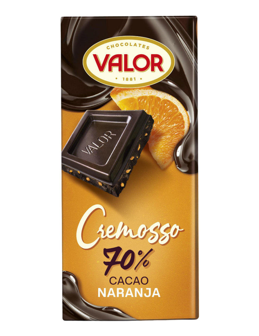 CHOCOLATE VALOR CREMOSSO 70% C/ NARANJA T/90GR