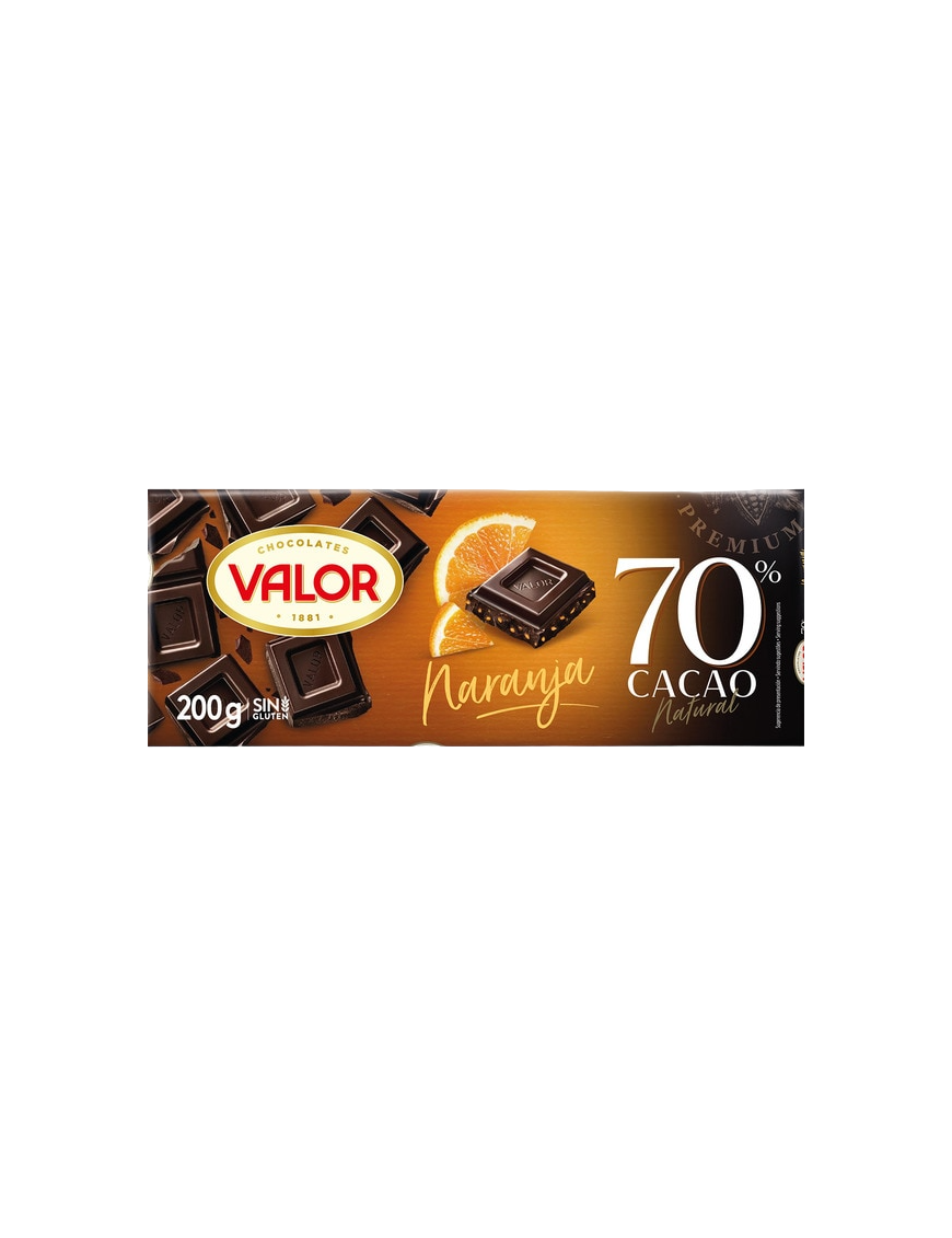 CHOCOLATE VALOR NEGRO 70% CON NARANJA T/200 GR